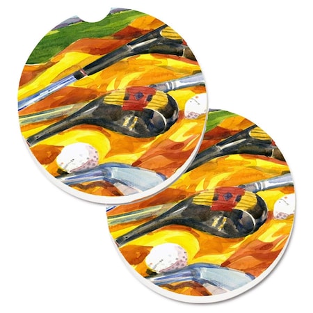 Carolines Treasures Golf Clubs Golfer Set of 2 Cup Holder Car Coaster 6063CARC